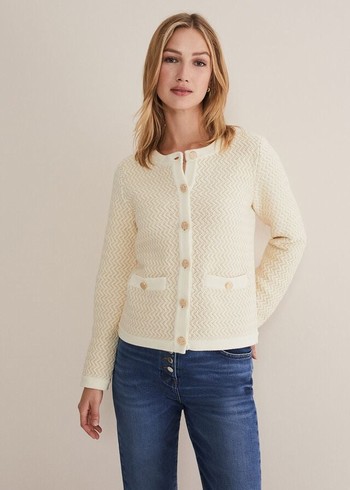 Phase Eight Cove Ribbed Cropped Jackets White Canada | IADHYF-862